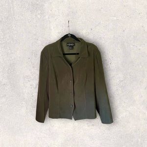 Suede Button Up Olive Blazer